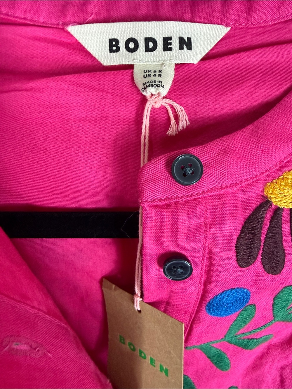 Boden Fuchsia Pink Embroidered Midi Dress - Picture 8 of 11